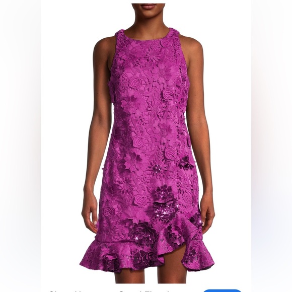 ☀️Emanuel Ungaro Pink Asymmetrical Ruffled Mini Dress - Picture 1 of 5